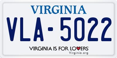 VA license plate VLA5022