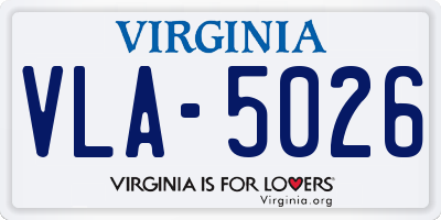 VA license plate VLA5026