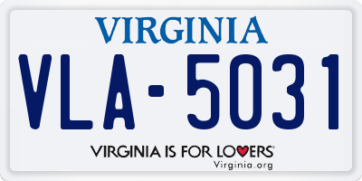VA license plate VLA5031