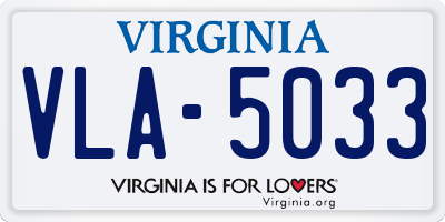 VA license plate VLA5033