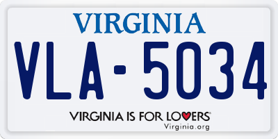 VA license plate VLA5034