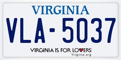 VA license plate VLA5037