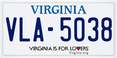 VA license plate VLA5038