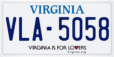 VA license plate VLA5058
