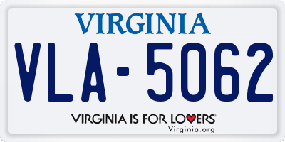 VA license plate VLA5062
