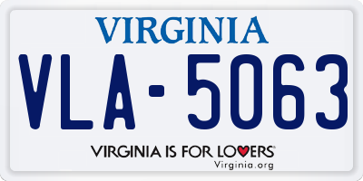 VA license plate VLA5063