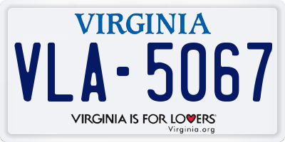 VA license plate VLA5067