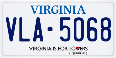 VA license plate VLA5068
