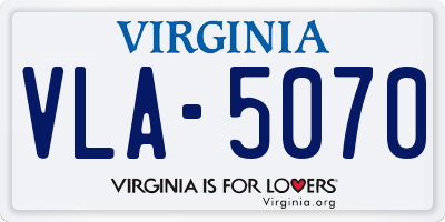 VA license plate VLA5070
