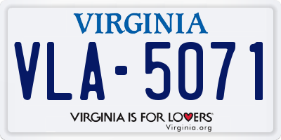VA license plate VLA5071