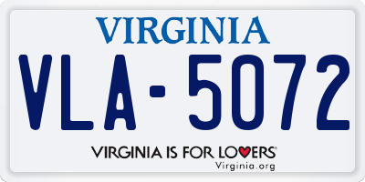 VA license plate VLA5072
