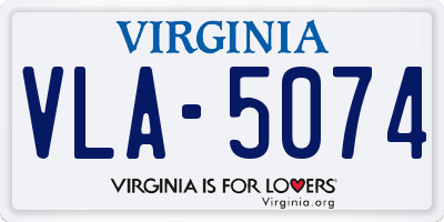 VA license plate VLA5074