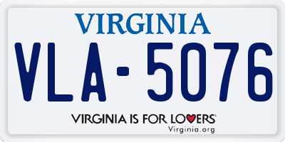 VA license plate VLA5076