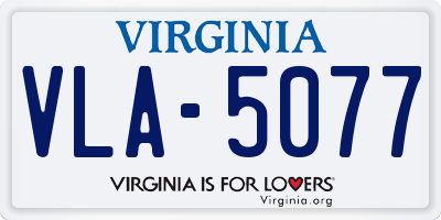 VA license plate VLA5077