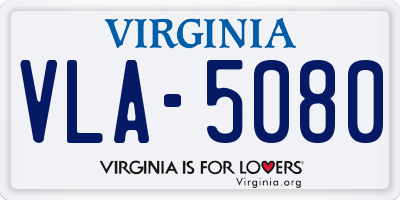 VA license plate VLA5080