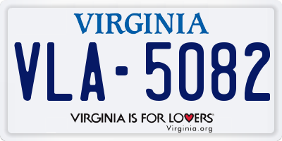 VA license plate VLA5082