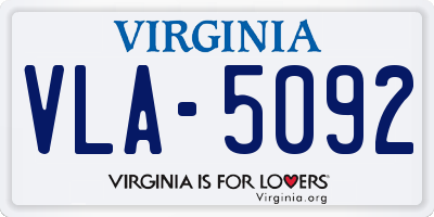 VA license plate VLA5092