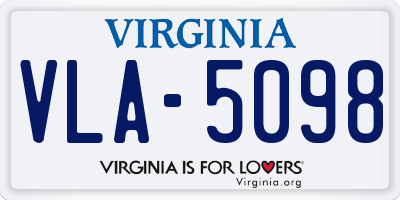 VA license plate VLA5098