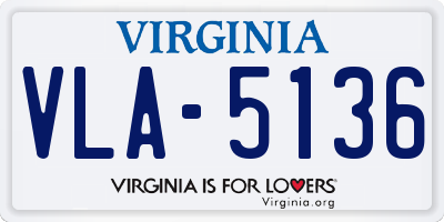 VA license plate VLA5136