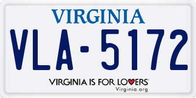 VA license plate VLA5172