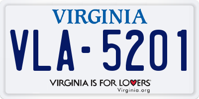 VA license plate VLA5201