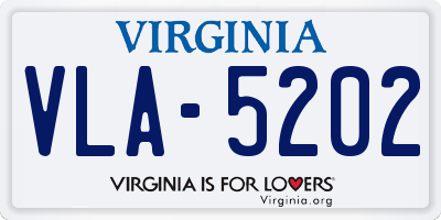 VA license plate VLA5202