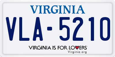 VA license plate VLA5210