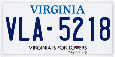 VA license plate VLA5218