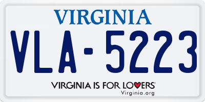 VA license plate VLA5223
