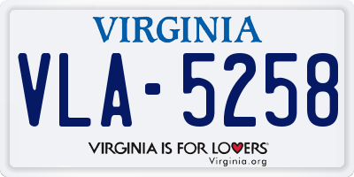 VA license plate VLA5258