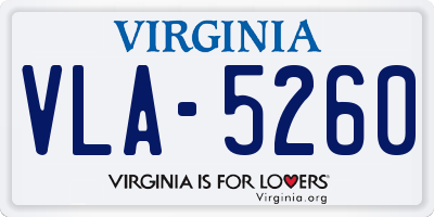 VA license plate VLA5260