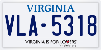 VA license plate VLA5318