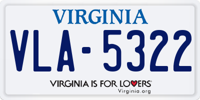 VA license plate VLA5322
