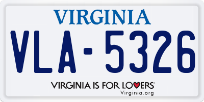 VA license plate VLA5326