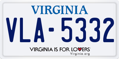 VA license plate VLA5332