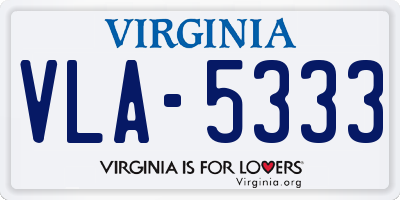 VA license plate VLA5333