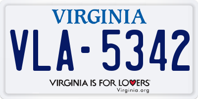 VA license plate VLA5342