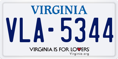 VA license plate VLA5344