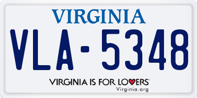 VA license plate VLA5348