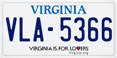 VA license plate VLA5366