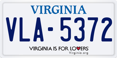 VA license plate VLA5372