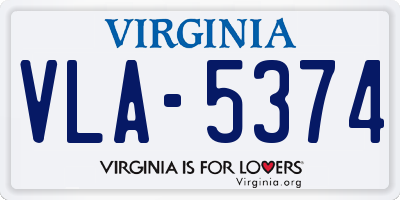 VA license plate VLA5374