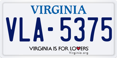 VA license plate VLA5375
