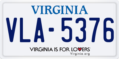 VA license plate VLA5376