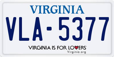 VA license plate VLA5377