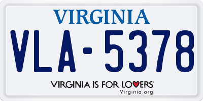 VA license plate VLA5378