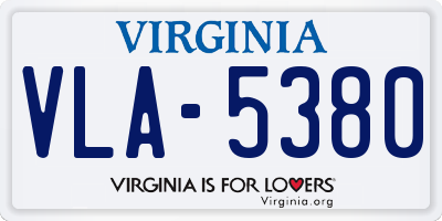 VA license plate VLA5380