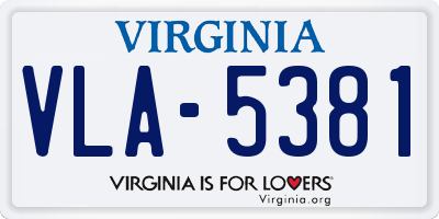 VA license plate VLA5381