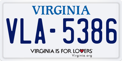 VA license plate VLA5386