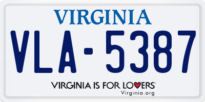 VA license plate VLA5387